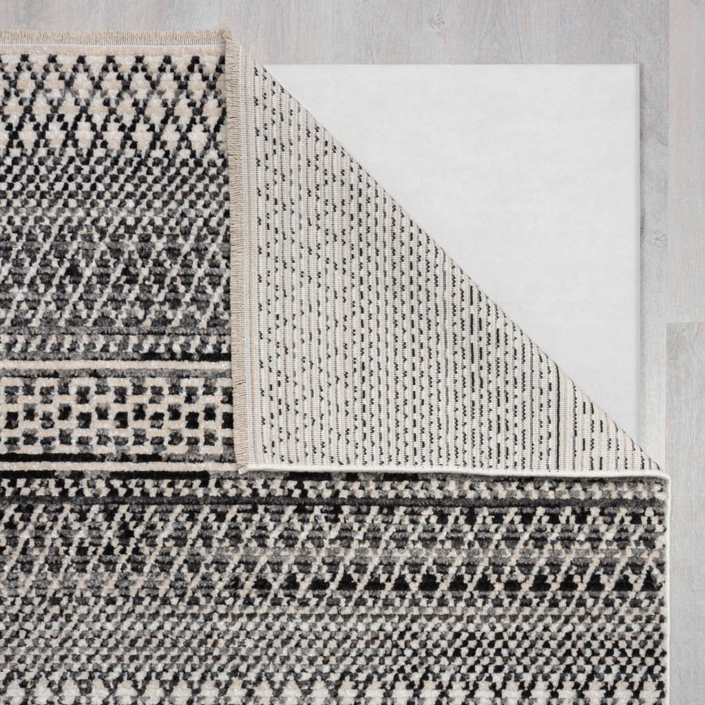 Thumbnail - Xora Flachwebeteppich Santiago, Schwarz, Weiß, Textil, Struktur, rechteckig, 80x140 cm, für Fußbodenheizung geeignet, in...