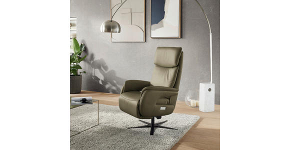 RELAXSESSEL in Leder Olivgrün  - Schwarz/Olivgrün, Design, Leder/Metall (70/117/85cm) - Dieter Knoll