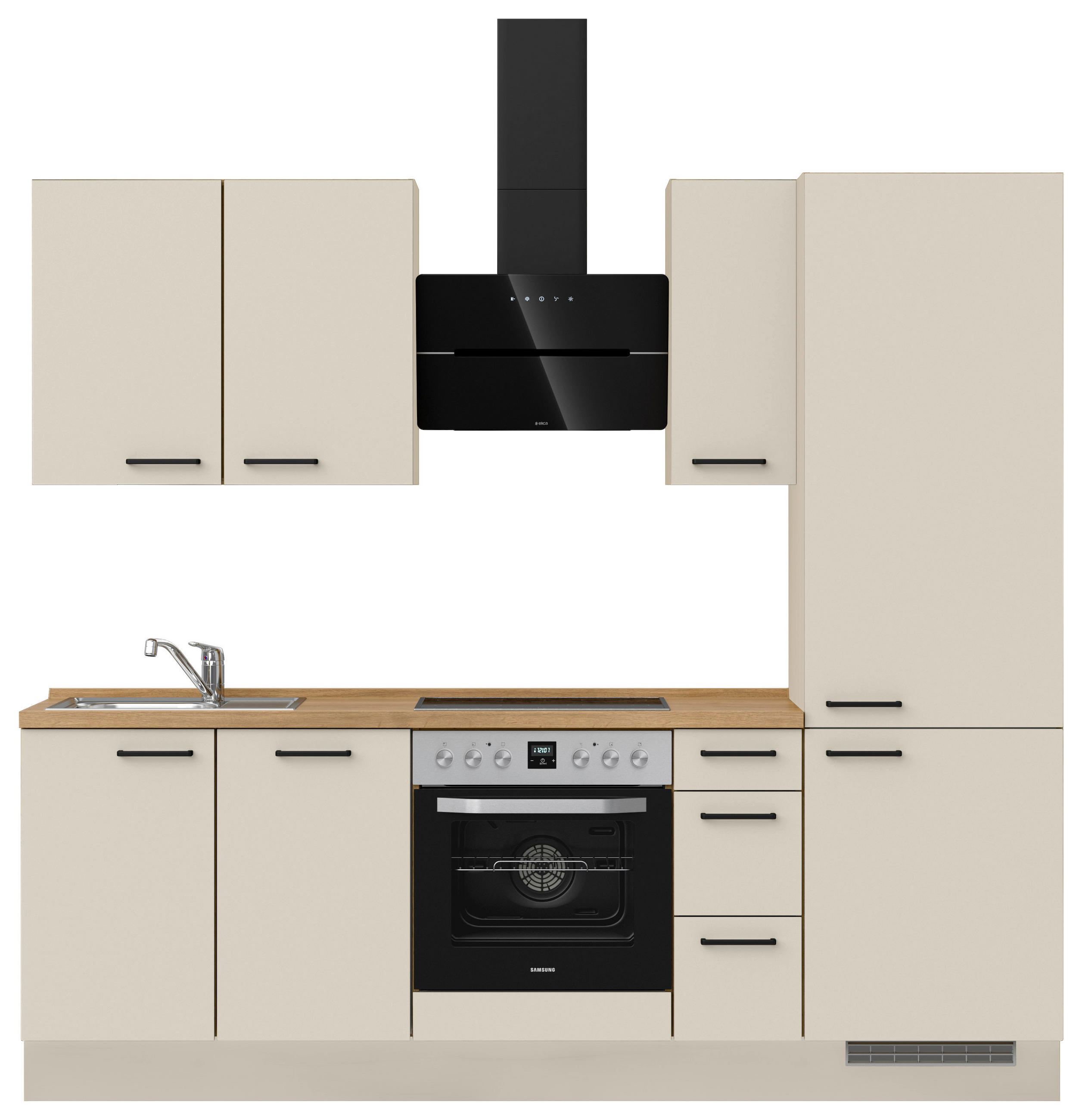 KÜCHENBLOCK 240 cm   in Eichefarben, Sandfarben  - Sandfarben/Eichefarben, MODERN, Holzwerkstoff/Metall (240cm) - Nobilia
