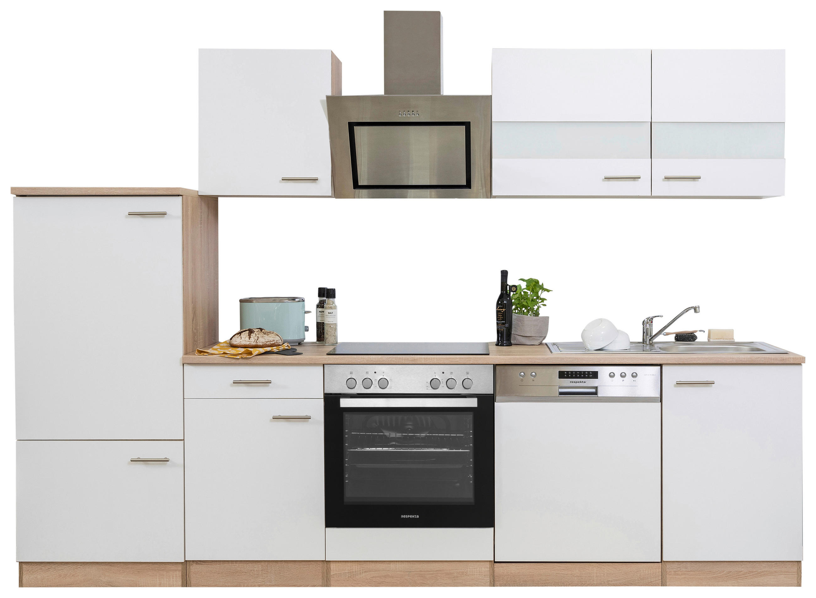 MODULKÖK 280 cm   i vit  - vit/aluminiumfärg, Basics, metall/trämaterial (280cm) - Respekta