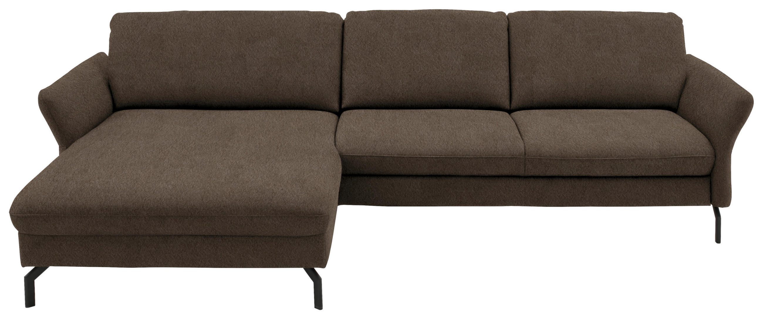 ECKSOFA in Velours Braun  - Schwarz/Braun, Design, Textil/Metall (179/306cm) - Beldomo System