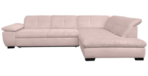 ECKSOFA Hellrosa Cord - Hellrosa/Schwarz, Design, Textil/Metall (313/242cm) - Xora