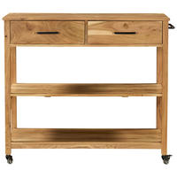 SERVIERWAGEN Akazie vollmassiv Akaziefarben  - Schwarz/Akaziefarben, Natur, Holz/Kunststoff (100/90/48cm) - Livetastic