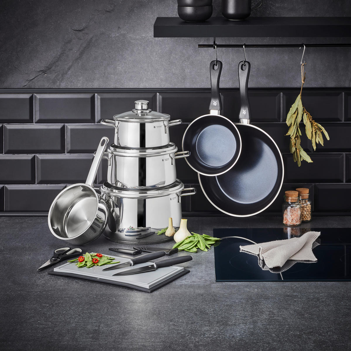 SET ŠERPI 10 delova  - boja nerđajućeg čelika, Osnovno, staklo/metal - WMF