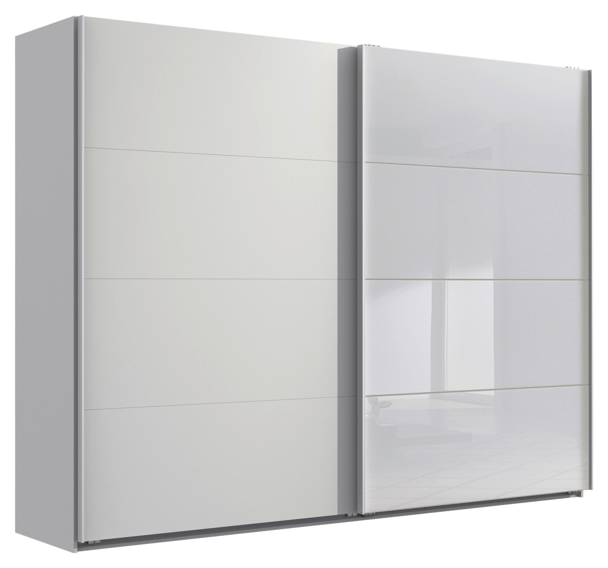 SCHWEBETÜRENSCHRANK in Weiss  - Weiss, Design, Glas/Holzwerkstoff (270/210/65cm) - Carryhome