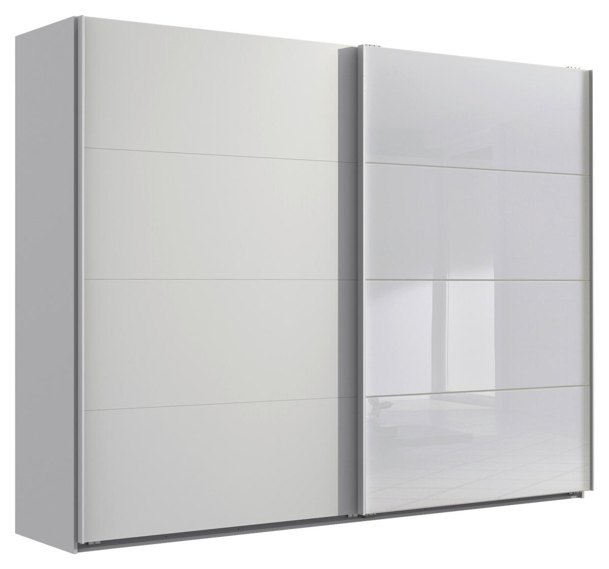 SCHWEBETÜRENSCHRANK in Weiss  - Weiss, Design, Glas/Holzwerkstoff (270/210/65cm) - Carryhome