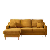 ECKSOFA Cord Goldfarben  - Goldfarben/Naturfarben, Design, Holz/Textil (150/228cm) - P & B