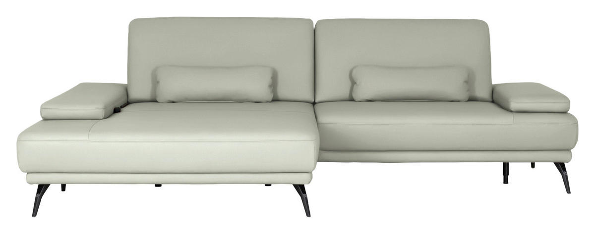 ECKSOFA Echtleder Silberfarben  - Silberfarben/Schwarz, Konventionell, Leder/Metall (180/301cm) - Joop!