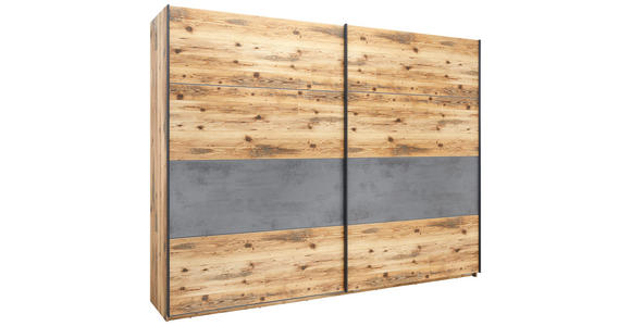 Schiebetürenschrank 270cm Alicante, Alpinlook/Betonoxid - Fichtefarben/Grau, MODERN, Holzwerkstoff (270/210/60cm) - Luca Bessoni