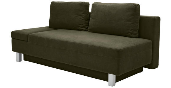 SCHLAFSOFA Flachgewebe Dunkelgrün - Chromfarben/Dunkelgrün, Design, Holz/Textil (205/77-93/99cm) - Novel