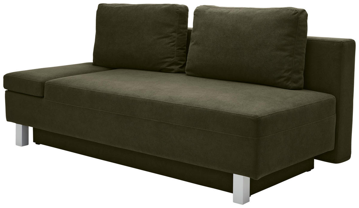 SCHLAFSOFA in Flachgewebe Dunkelgrün  - Chromfarben/Dunkelgrün, Design, Holz/Textil (205/77-93/99cm) - Novel