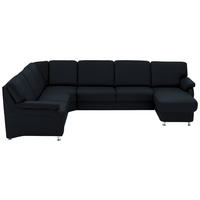 WOHNLANDSCHAFT Echtleder Dunkelblau  - Alufarben/Dunkelblau, Konventionell, Leder/Metall (239/329/165cm) - Beldomo Premium