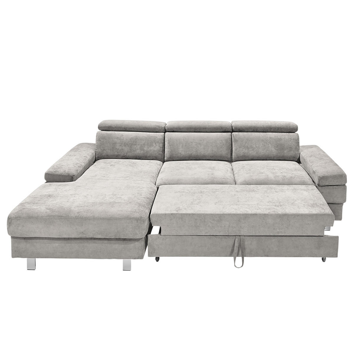 ECKSOFA in Webstoff Silberfarben  - Silberfarben, Konventionell, Textil/Metall (260/82/182cm) - Trendmanufaktur