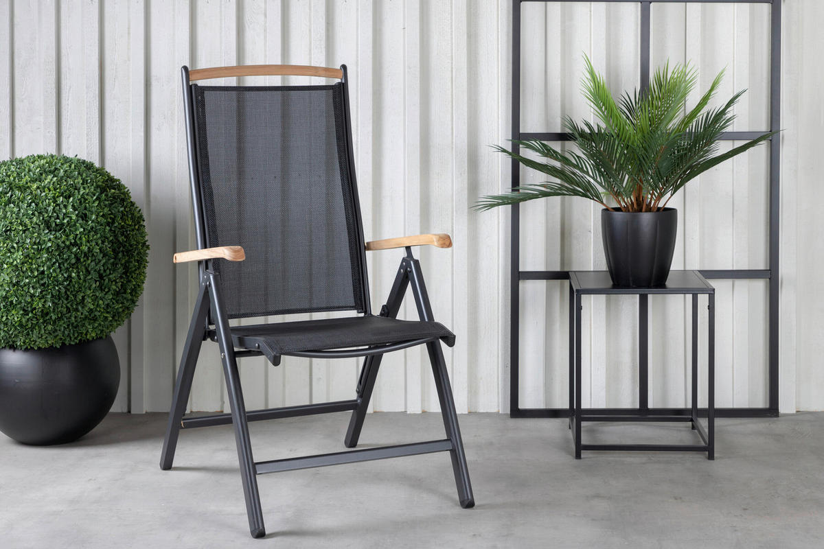 UTESTOLAR SET i metall, textil svart, ljusbrun  - ljusbrun/svart, Modern, metall/textil (75/110/60cm) - Gardenson