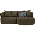 ECKSOFA in Bouclé Olivgrün  235/166 cm  - Schwarz/Olivgrün, MODERN, Kunststoff/Textil (235/166cm) - Hom`in