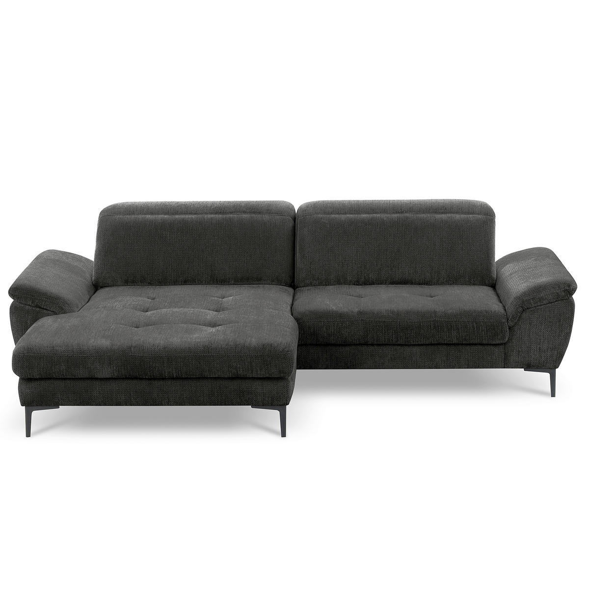 ECKSOFA  Webstoff Schwarz  - Schwarz, Design, Textil/Metall (195/268cm) - Livetastic