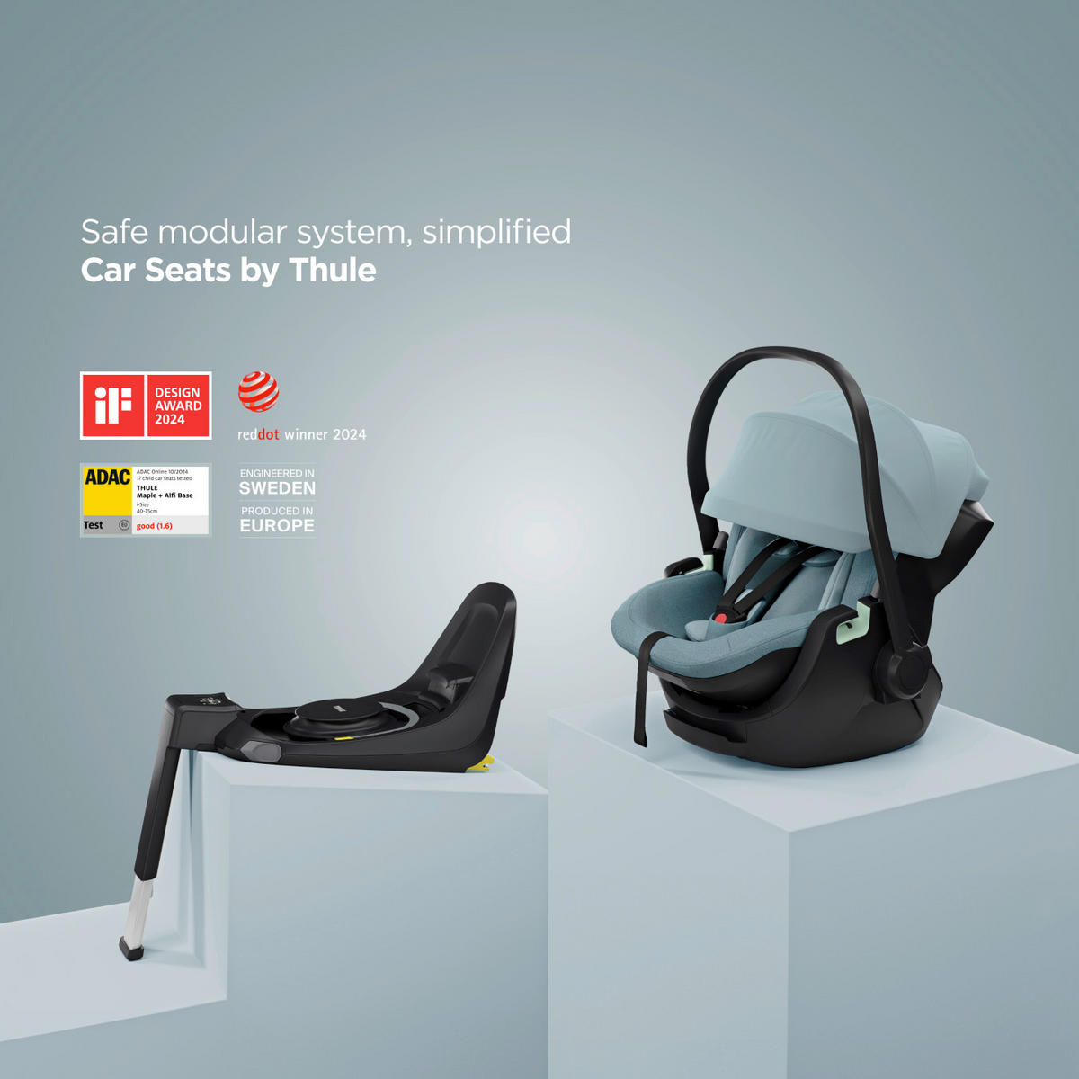 BABYSCHALE Maple Mid Blue   - Pastellblau, Basics, Kunststoff/Textil (44/61/72cm) - Thule