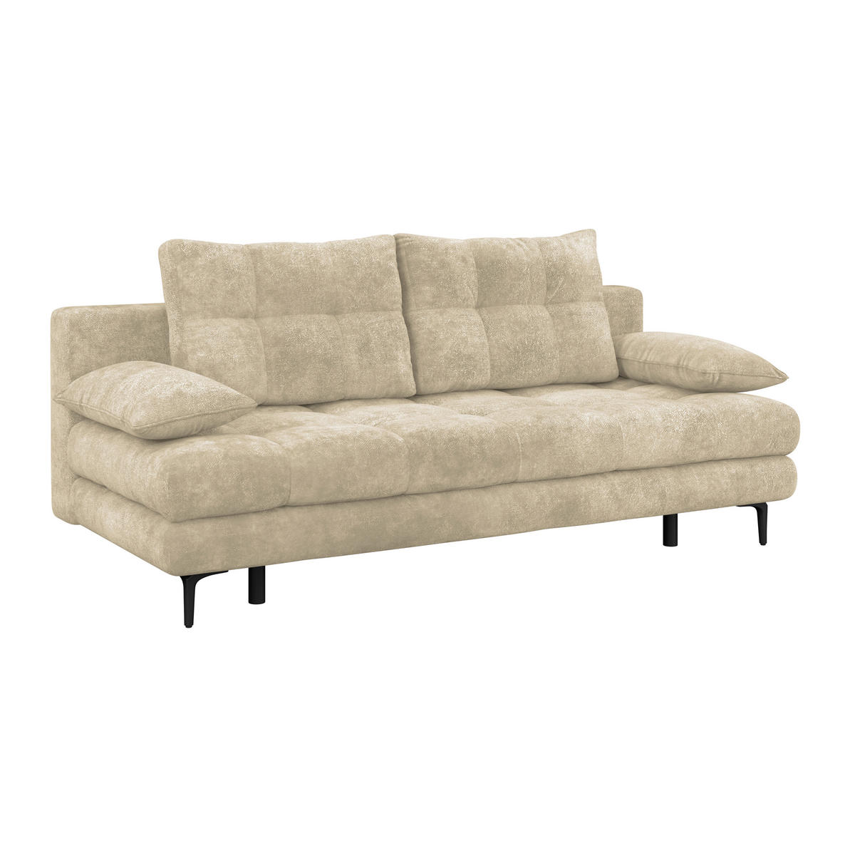 SCHLAFSOFA  mit Liegefunktion, Schlafen auf Sitzhöhe, Rücken echt Chenille Beige  - Beige/Schwarz, KONVENTIONELL, Textil/Metall (203/94/96cm) - Carryhome