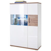 HIGHBOARD Colombo  in 90/135/37 cm  - Eichefarben/Weiß, Design, Glas/Holzwerkstoff (90/135/37cm) - Livetastic