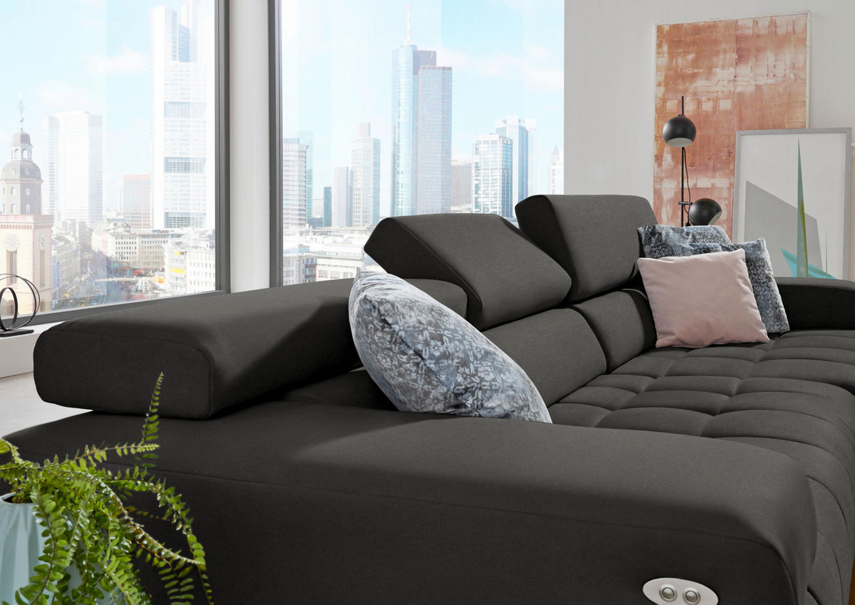 ECKSOFA Mikrofaser Grau  - Silberfarben/Grau, Design, Textil/Metall (335/190cm) - Beldomo Speed