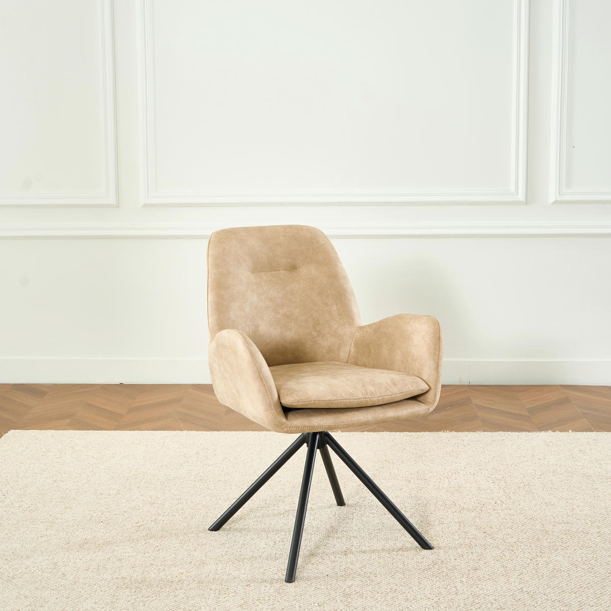 ARMLEHNSTUHL  in Eisen Webstoff  - Beige/Schwarz, Basics, Textil/Metall (60.5/88/62cm) - MID.YOU