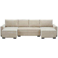 WOHNLANDSCHAFT Beige Chenille  - Beige/Schwarz, KONVENTIONELL, Kunststoff/Textil (140/328/140cm) - Ti'me