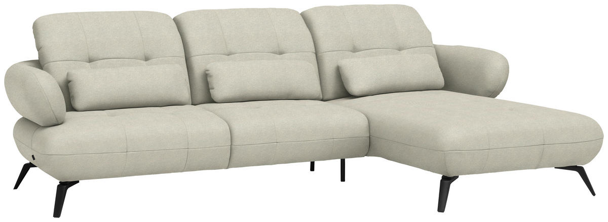 ECKSOFA Flachgewebe Sandfarben  - Sandfarben/Schwarz, Design, Textil/Metall (282/189cm) - Novel