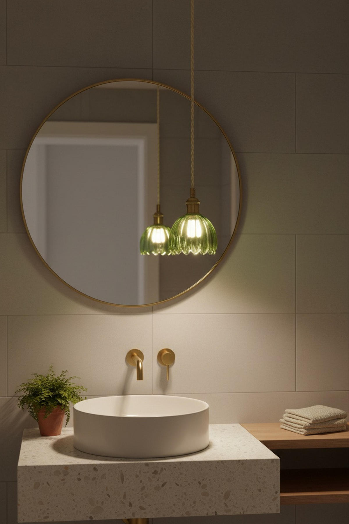 PENDELLEUCHTE Gota 13/17/13 cm  - Messingfarben/Grün, Basics, Glas/Metall (13/17/13cm) - Markslöjd