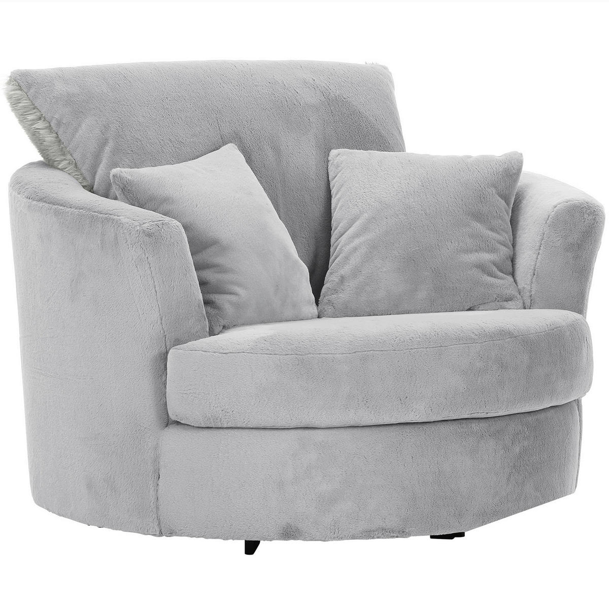 SESSEL in Plüsch Hellgrau  - Hellgrau/Schwarz, KONVENTIONELL, Textil/Metall (115/72/115cm) - Ambia Home