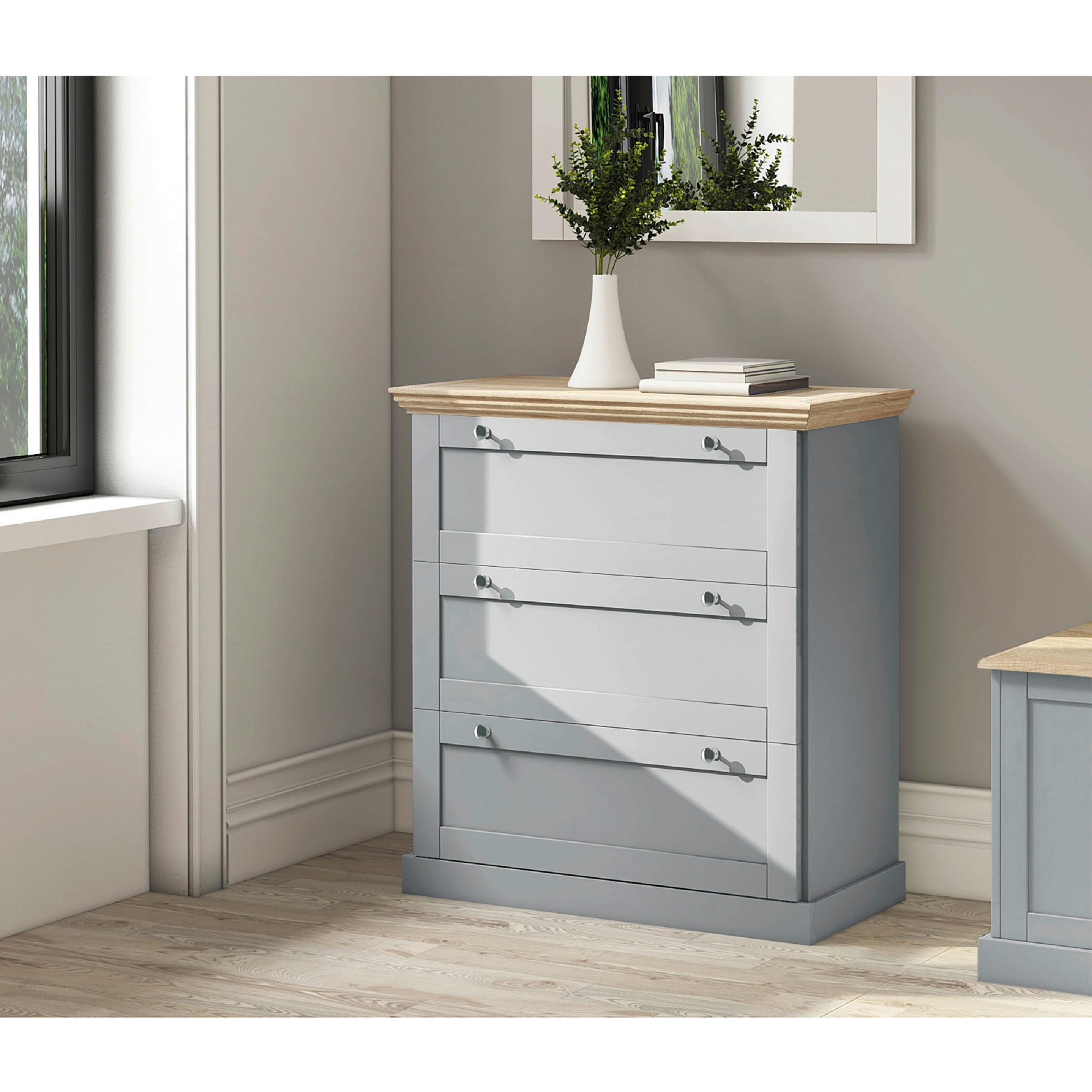 KOMMODE  in 75/80/35 cm  - Eichefarben/Silberfarben, Design, Holzwerkstoff/Metall (75/80/35cm) - MID.YOU