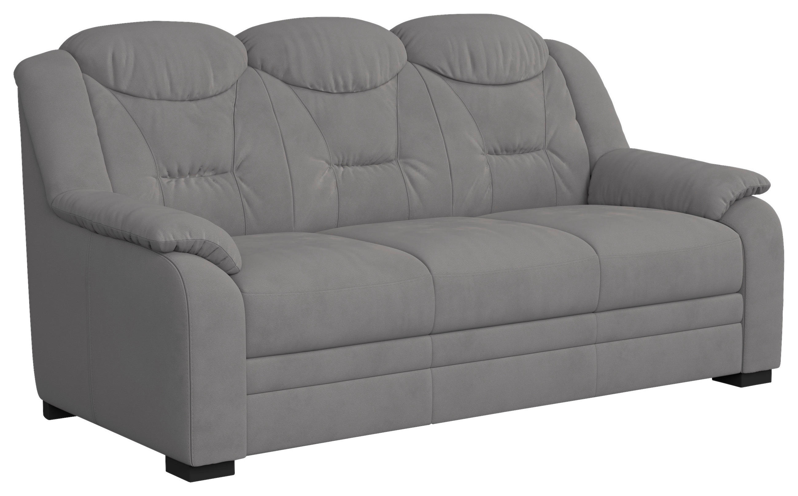 3-SITZER-SOFA Mikrofaser Hellgrau  - Hellgrau/Schwarz, Basics, Kunststoff/Textil (189/99/99cm) - MID.YOU