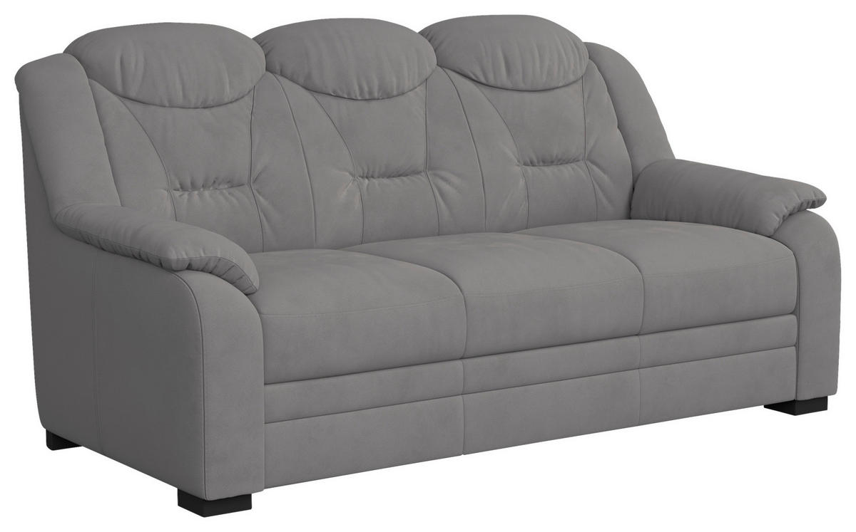 3-SITZER-SOFA in Mikrofaser Hellgrau  - Hellgrau/Schwarz, Basics, Kunststoff/Textil (189/99/99cm) - MID.YOU