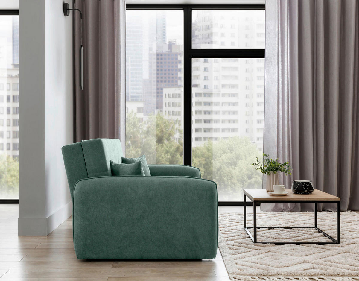 SCHLAFSOFA in Chenille Mintgrün  - Silberfarben/Mintgrün, Design, Kunststoff/Textil (155/105/75cm) - MID.YOU