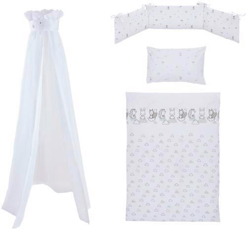 GITTERBETTSET Modern Clouds  - Weiß/Grau, Trend, Textil (100/135cm) - Patinio