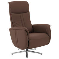 RELAXSESSEL Echtleder Relaxfunktion, Kopfteilverstellung    - Chromfarben/Braun, Design, Leder/Metall (71/110/83cm) - Beldomo Speed