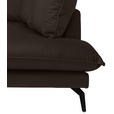 ECKSOFA in Samt Dunkelbraun  - Dunkelbraun/Schwarz, Design, Textil/Metall (241/200cm) - Carryhome