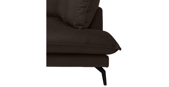 ECKSOFA in Samt Dunkelbraun  - Dunkelbraun/Schwarz, Design, Textil/Metall (241/200cm) - Carryhome