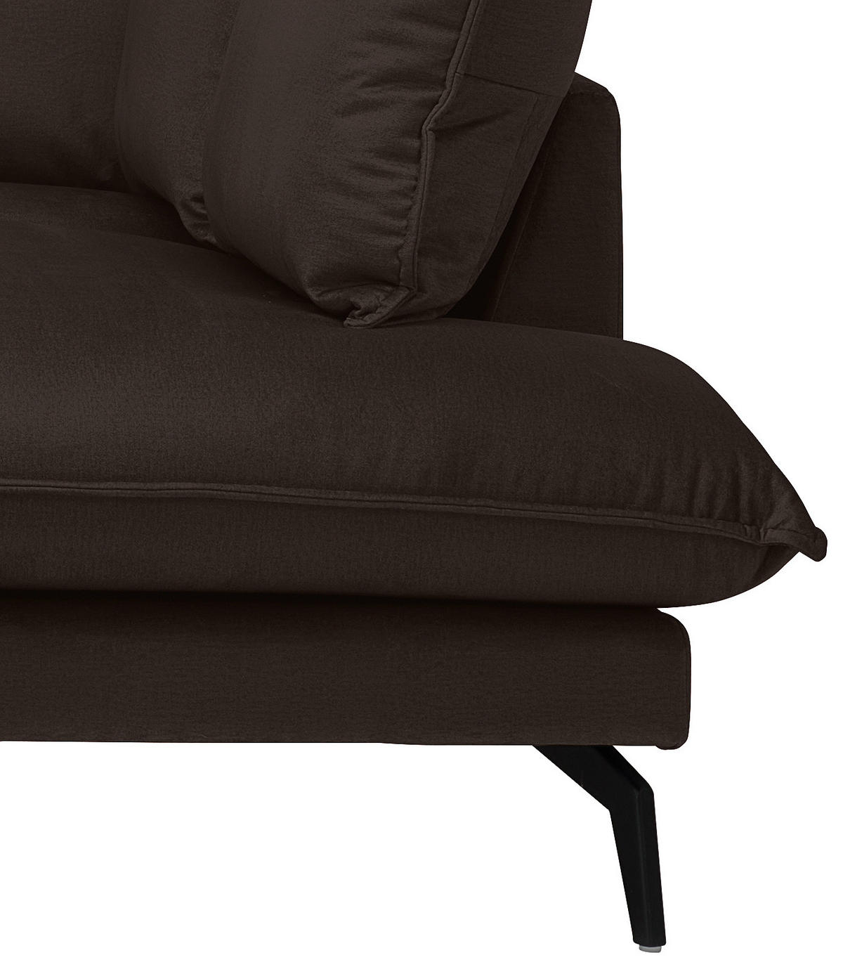 ECKSOFA in Samt Dunkelbraun  241/200 cm  - Dunkelbraun/Schwarz, Design, Textil/Metall (241/200cm) - Carryhome