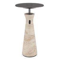 AKKU-TISCHLEUCHTE TRAVERTIN 20/33,6 cm  - Graphitfarben/Weiß, Design, Kunststoff/Stein (20/33,6cm)