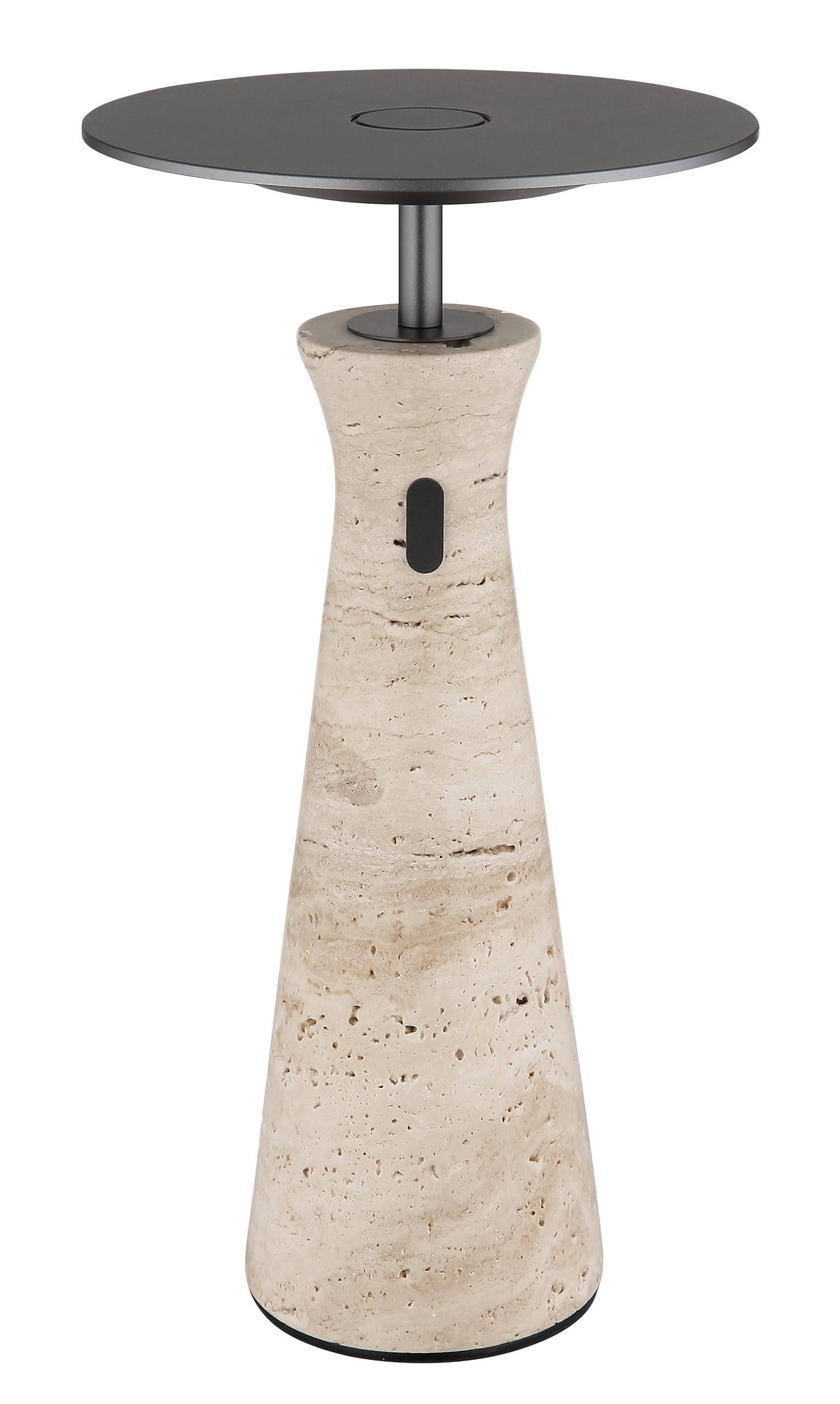 AKKU-TISCHLEUCHTE TRAVERTIN 20/33,6 cm  - Graphitfarben/Weiß, Design, Kunststoff/Stein (20/33,6cm)