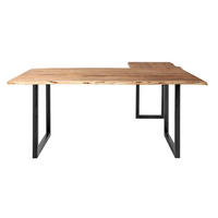 ROHOVÝ PSACÍ STŮL, barvy akácie,  - černá/barvy akácie, Moderní, kov/dřevo (180/180/77cm) - MID.YOU