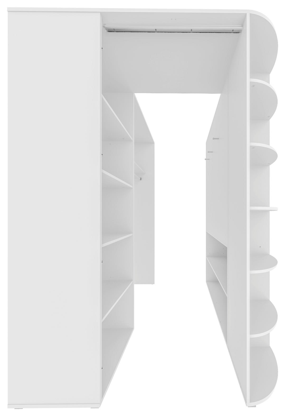 WALK-IN-CLOSET (HÖRN) 124/199/148 cm  - vit/aluminiumfärg, Klassisk, trämaterial/plast (124/199/148cm) - Carryhome