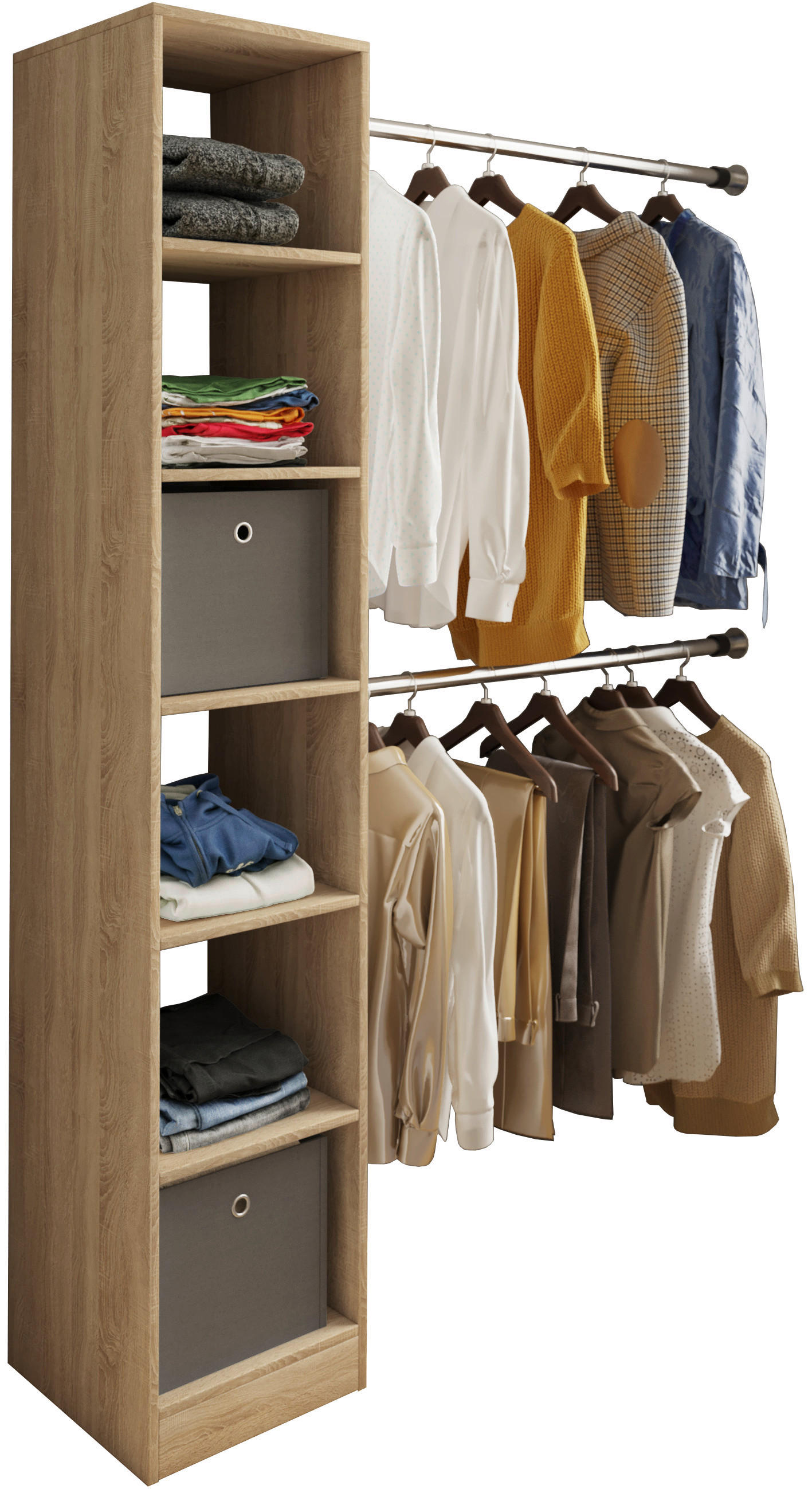 SNEDTAK HYLLA i Sonoma ek  - Sonoma ek, Basics, metall/trämaterial (38/194/40cm) - MID.YOU