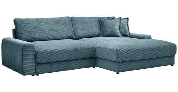 ECKSOFA in Cord Graublau  - Graublau/Schwarz, MODERN, Kunststoff/Textil (300/180cm) - Carryhome