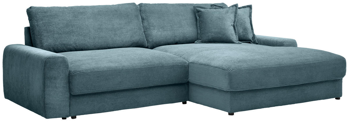 ECKSOFA Graublau Cord  - Graublau/Schwarz, MODERN, Kunststoff/Textil (300/180cm) - Carryhome