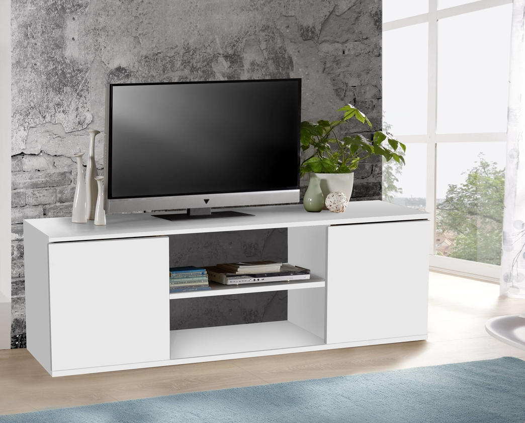 POLICA ZA TV bela  - bela, Moderno, pločasti materijal/plastika (120/40/34cm) - Xora