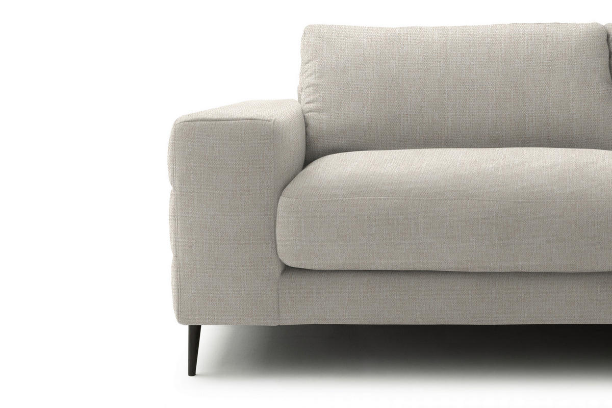 ECKSOFA in Flachgewebe Naturfarben  - Schwarz/Naturfarben, Design, Textil/Metall (253/177cm) - Dieter Knoll