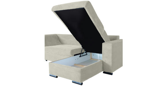 ECKSOFA in Cord Creme  - Creme/Schwarz, KONVENTIONELL, Textil/Metall (258/168cm) - Carryhome