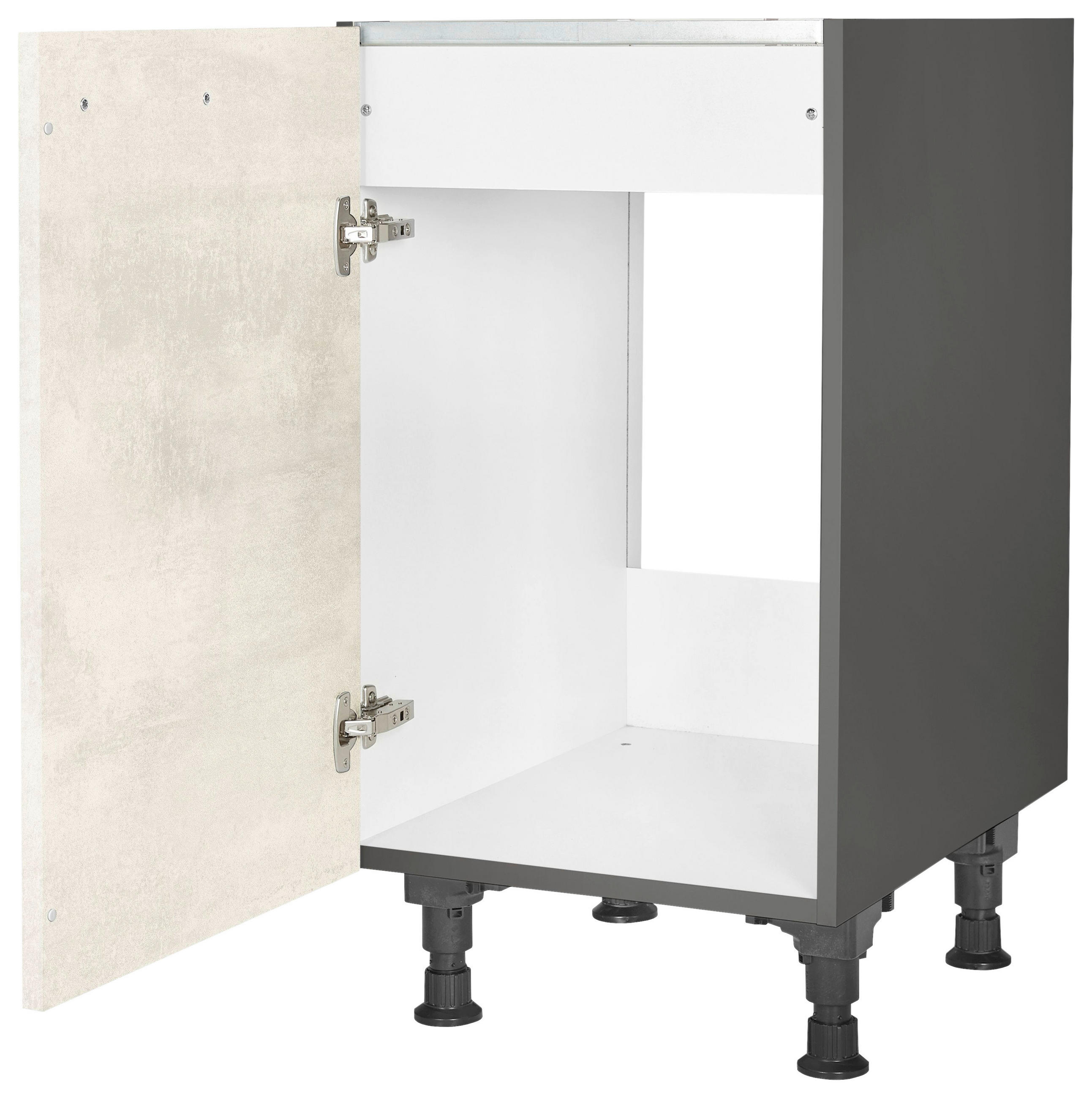 SPÜLENUNTERSCHRANK 45/87/56 cm  in Weiß  - Schieferfarben/Edelstahlfarben, MODERN, Holzwerkstoff/Metall (45/87/56cm) - Nobilia