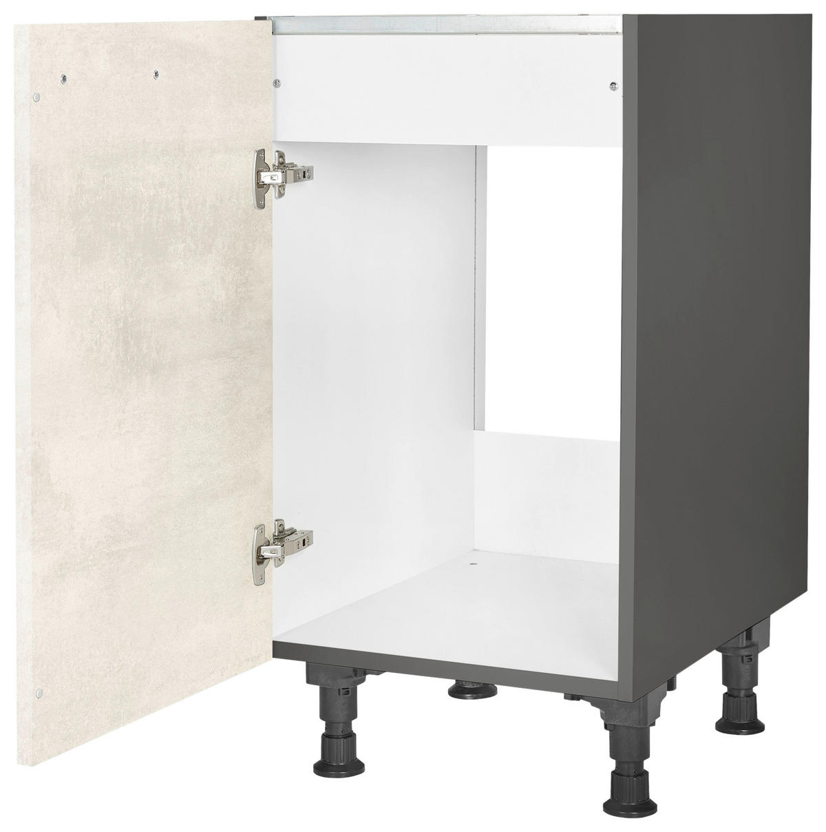 SPÜLENUNTERSCHRANK 45/87/56 cm  in Weiß  - Schieferfarben/Edelstahlfarben, MODERN, Holzwerkstoff/Metall (45/87/56cm) - Nobilia